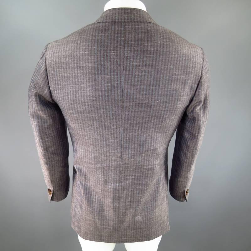 KITON Men's 38 Short Blue & Brown Cashmere Blend Sport Coat 2