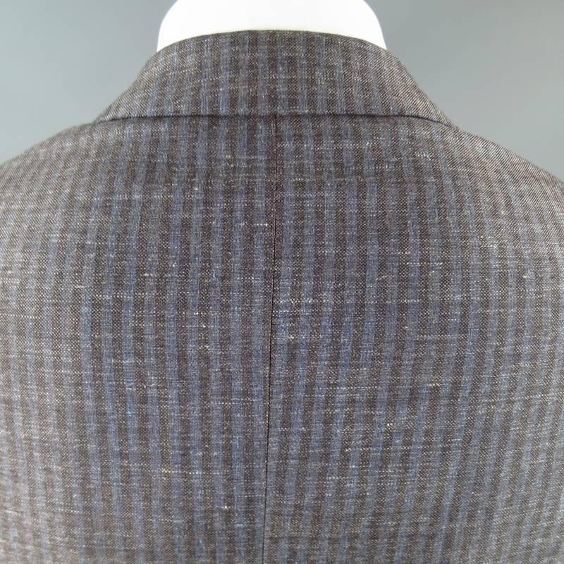 KITON Men's 38 Short Blue & Brown Cashmere Blend Sport Coat 3