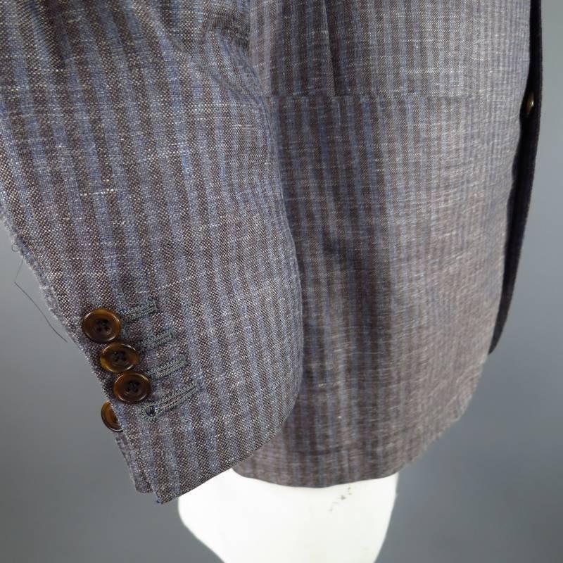 KITON Men's 38 Short Blue & Brown Cashmere Blend Sport Coat 1