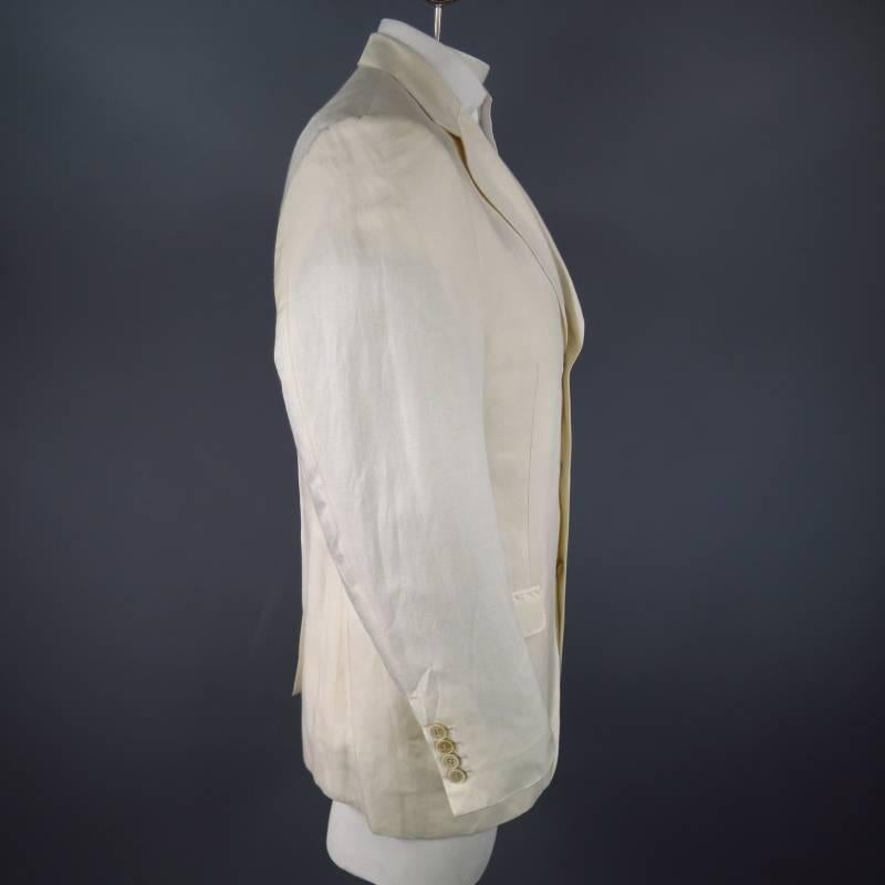 Gray GUCCI Men's 40 Regular Cream Silk / Linen Sport Coat