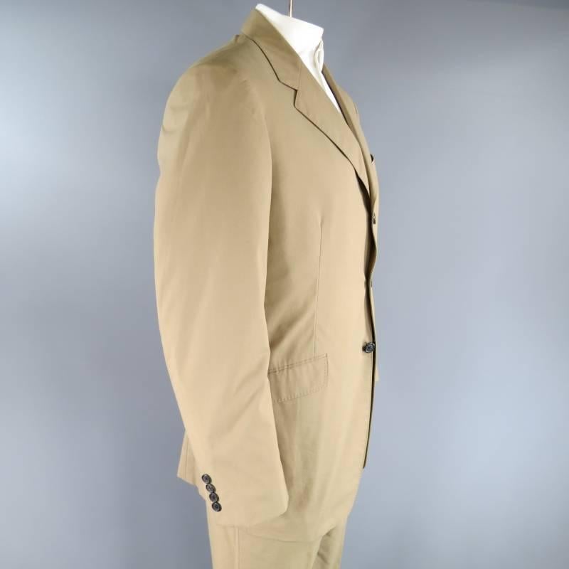 Men's PRADA 44R Neutral Brown Blended Cotton Suit