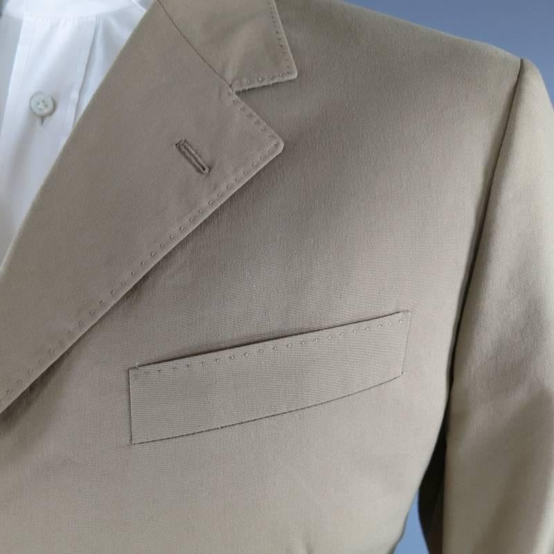 PRADA 44R Neutral Brown Blended Cotton Suit In Excellent Condition In San Francisco, CA