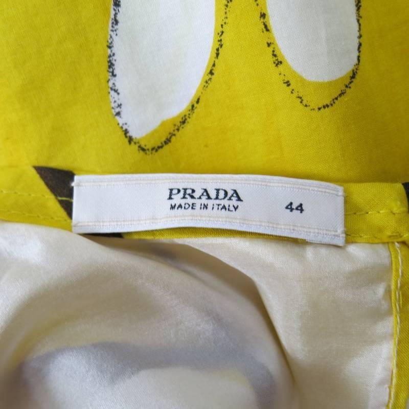 PRADA Size 10 Yellow Cotton Sail Boat Printed Dress 1