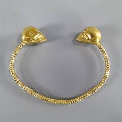 ALEXANDER MCQUEEN Gold Tone Red Crystal Eye Skull Cuff Bracelet