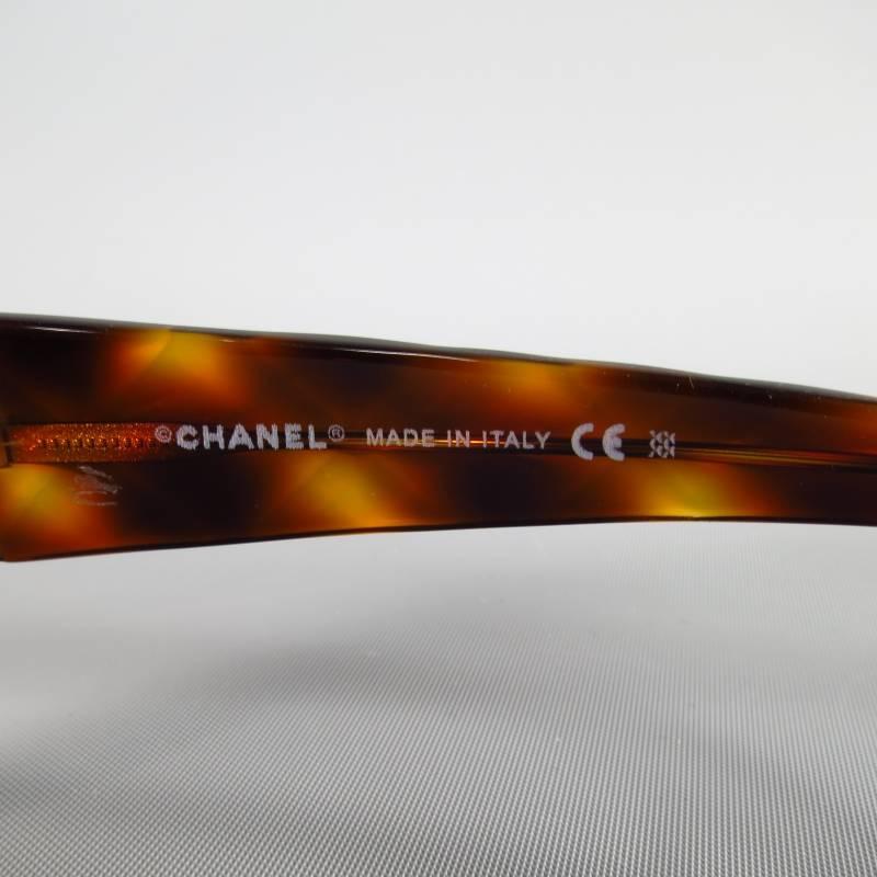 CHANEL Brown & Gold Quited Tourtoise Sunglasses 2
