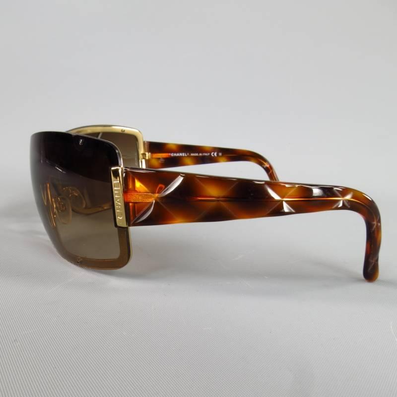 Women's CHANEL Brown & Gold Quited Tourtoise Sunglasses