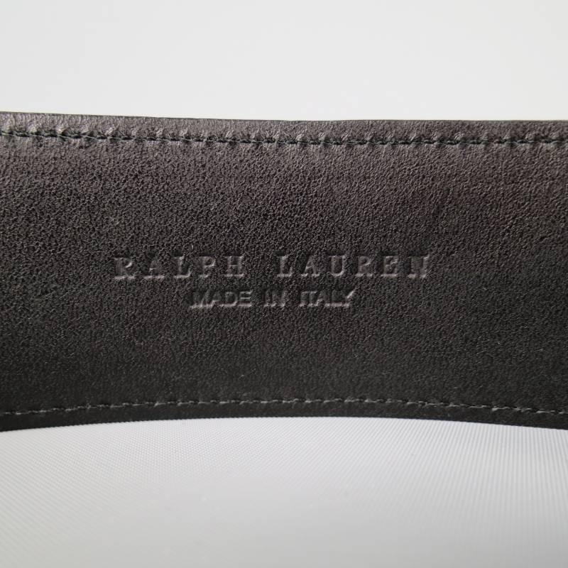 RALPH LAUREN Collection Black S Alligator Leather Silver Double Prong Belt In Excellent Condition In San Francisco, CA
