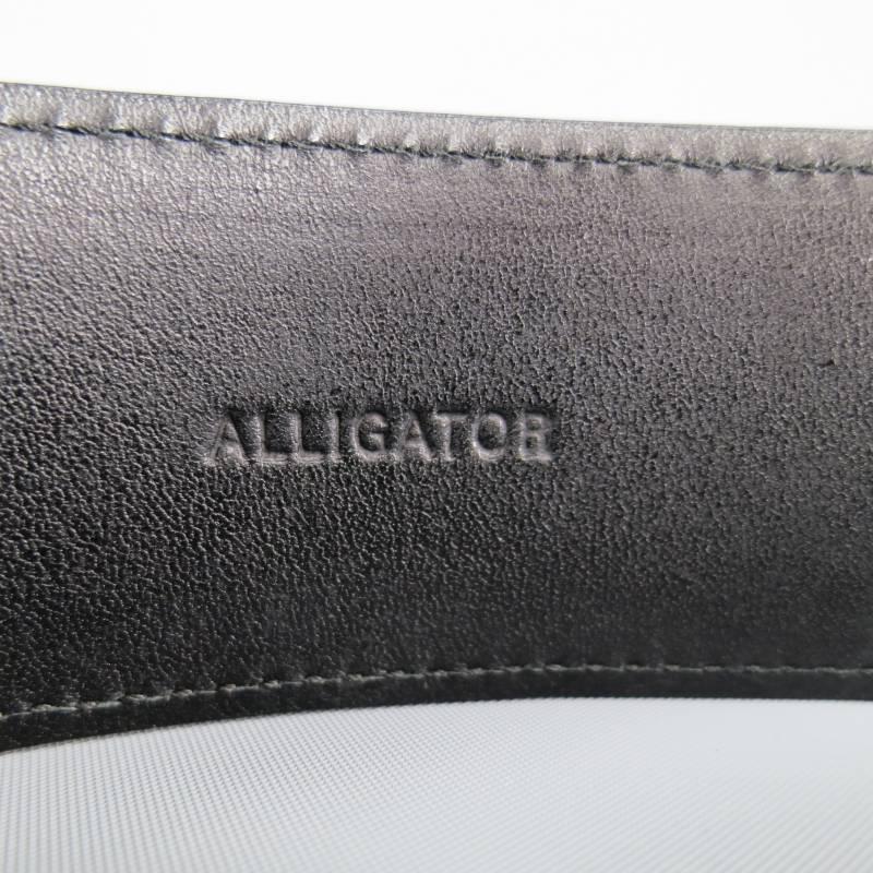 RALPH LAUREN Collection Black S Alligator Leather Silver Double Prong Belt 3