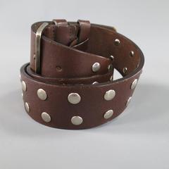 MIU MIU Brown Leather Silver Circle Studded Belt