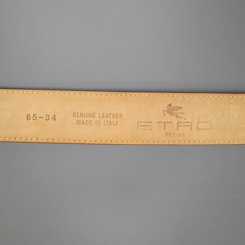 Women's or Men's Etro Cream Alligator Embossed Brown Stripe Leather Belt