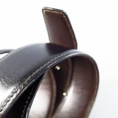 GUCCI 34W Black & Brown Leather Reversible Gold G Buckle Belt