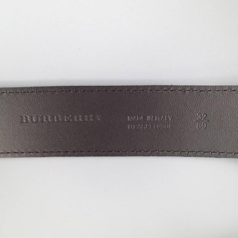 BURBERRY Olive Khaki Green Textured Leather Matte Black Studded Belt 1