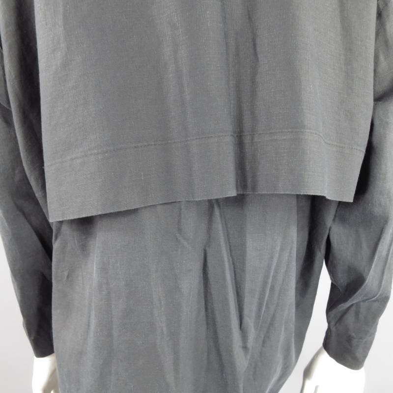 Eskandar Charcoal Linen Overcoat, One Size  In Excellent Condition In San Francisco, CA