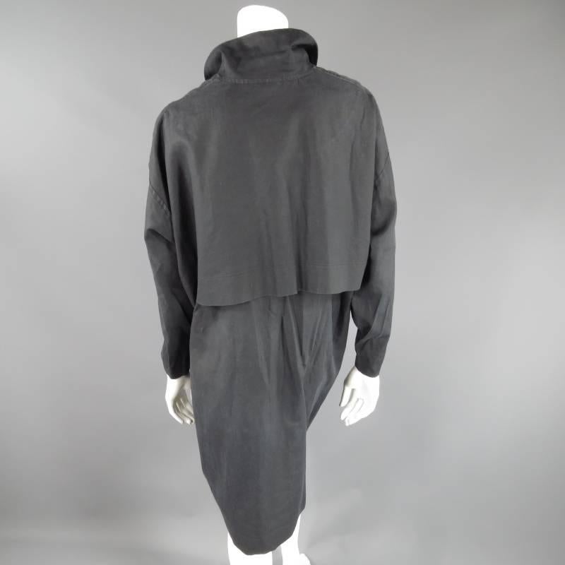 Black Eskandar Charcoal Linen Overcoat, One Size 