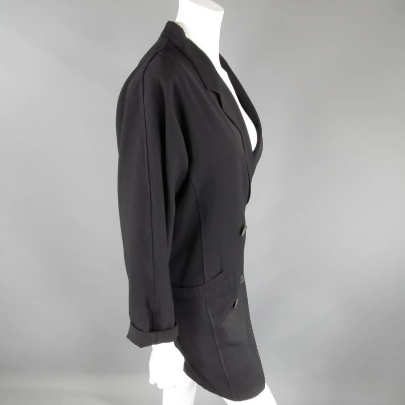 YOHJI YAMAMOTO Size M Black Wool Double Breasted Overcoat In Excellent Condition In San Francisco, CA