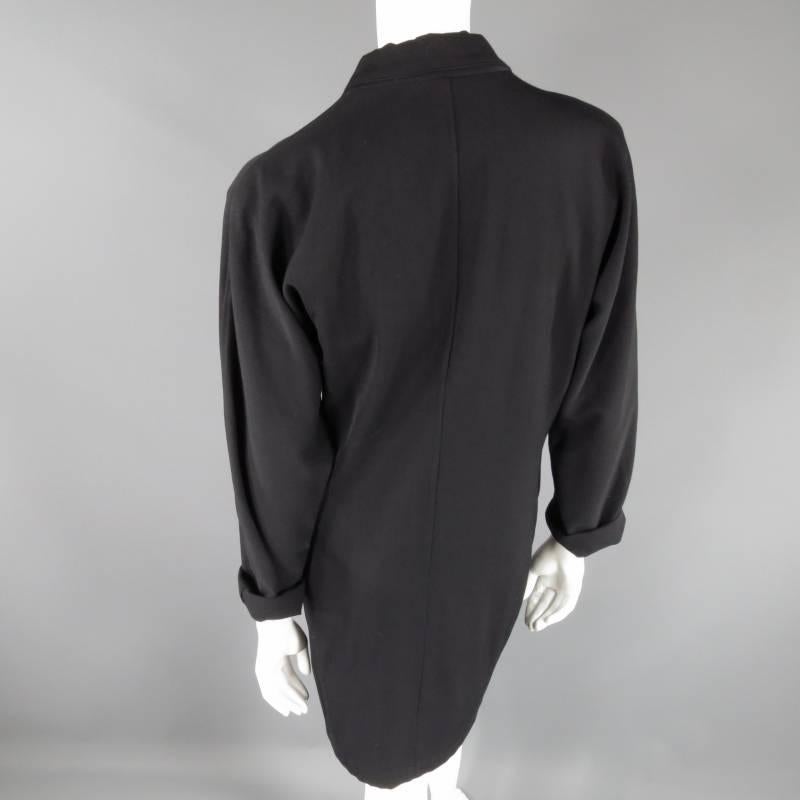 YOHJI YAMAMOTO Size M Black Wool Double Breasted Overcoat 1