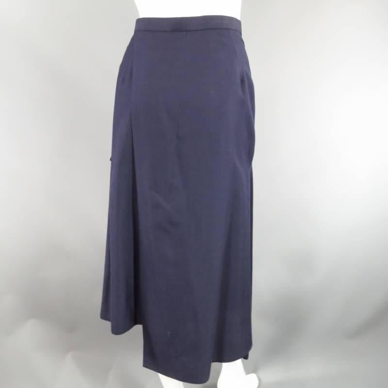 ISSEY MIYAKE Size S Blue Wool Blend Wrap Skirt 1