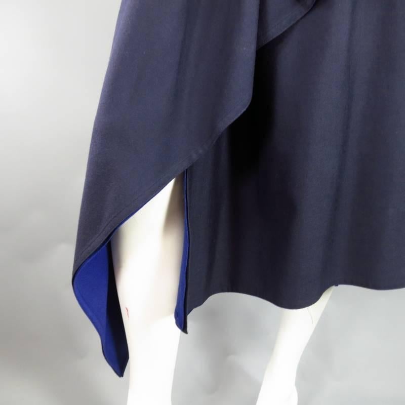ISSEY MIYAKE Size S Blue Wool Blend Wrap Skirt In Excellent Condition In San Francisco, CA