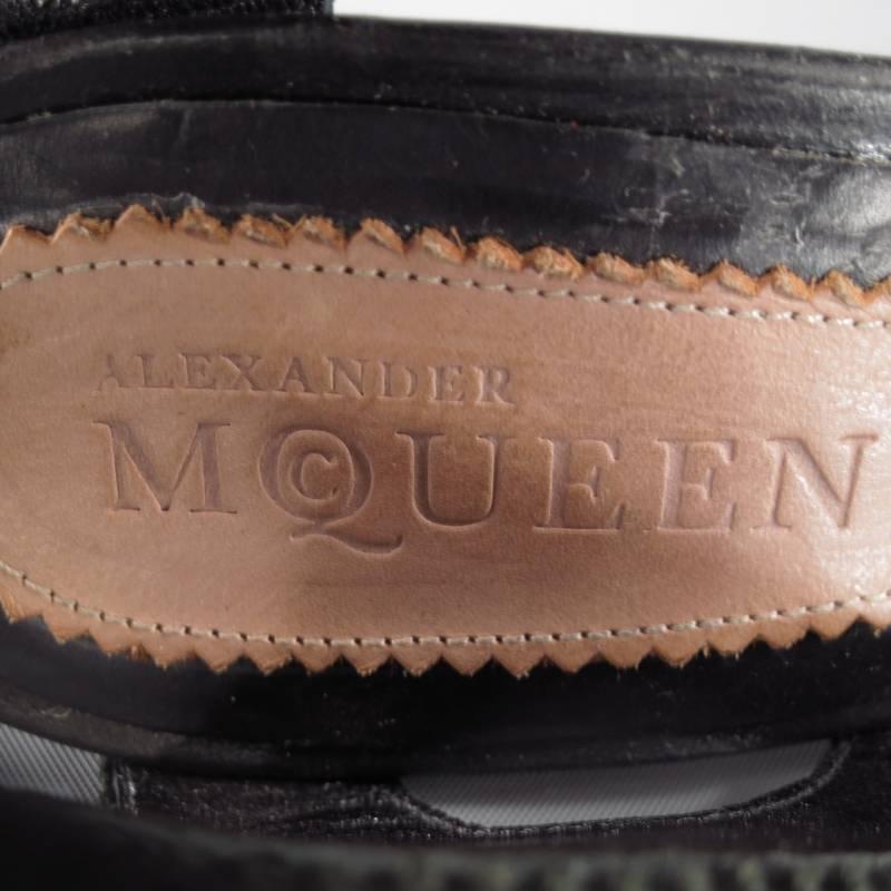 ALEXANDER MCQUEEN Size 7.5 Black Brogue Leather Ankle Tie Strap Sandals 2