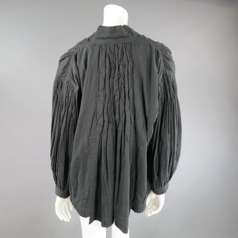 COMME des GARCON Charcoal Pleated Stitched Cotton Jacket 3