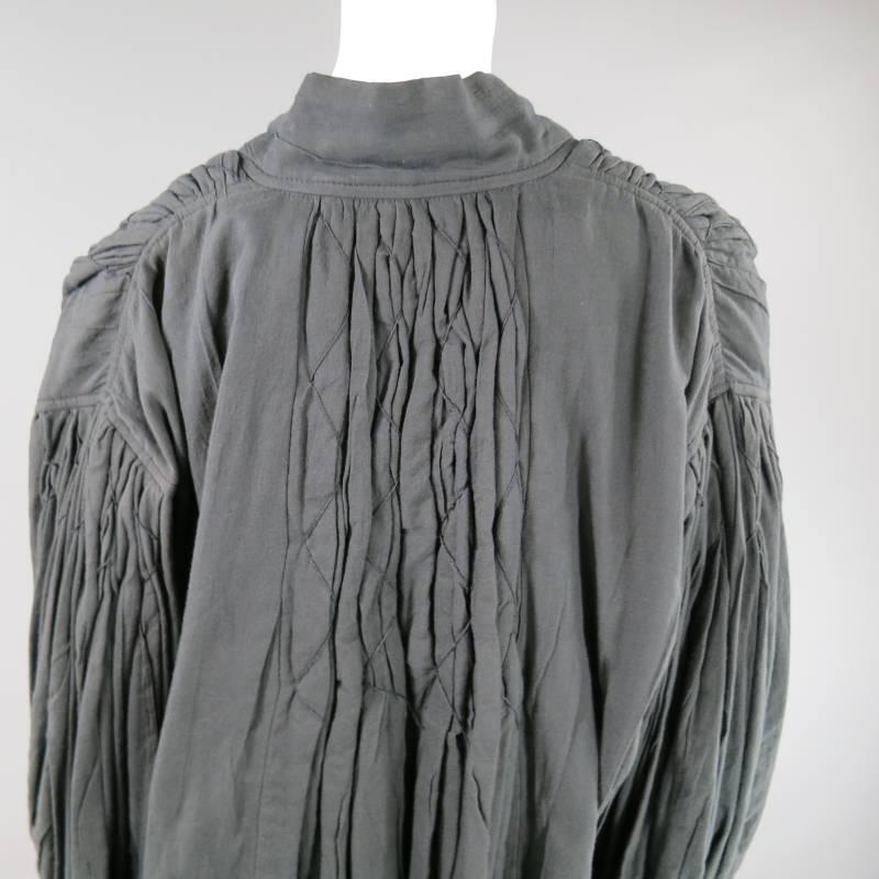 COMME des GARCON Charcoal Pleated Stitched Cotton Jacket 1