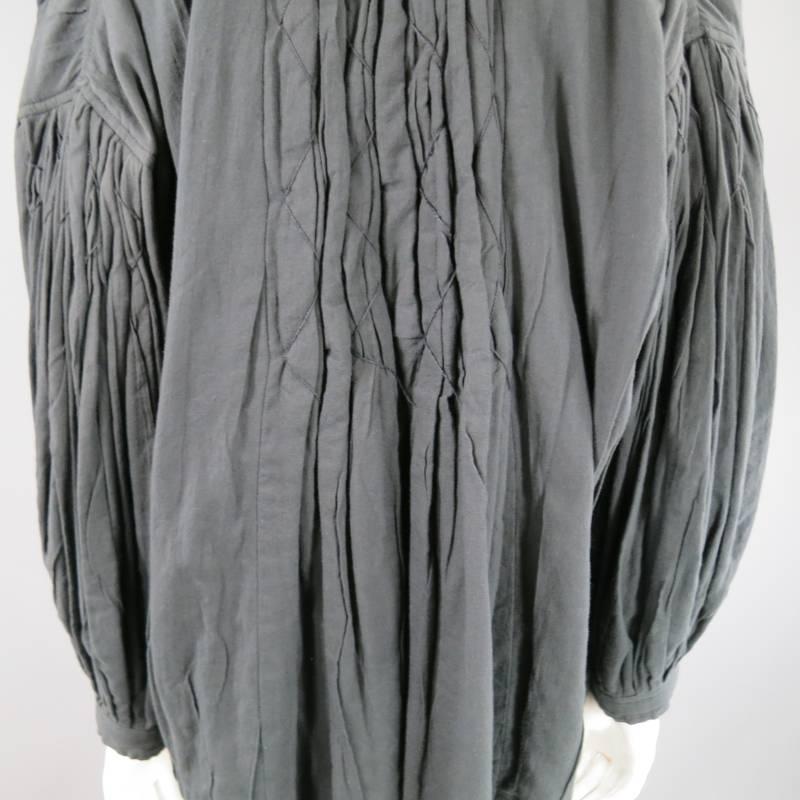 COMME des GARCON Charcoal Pleated Stitched Cotton Jacket 2