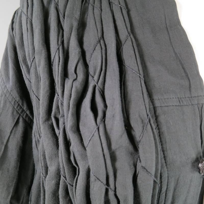 Black COMME des GARCON Charcoal Pleated Stitched Cotton Jacket
