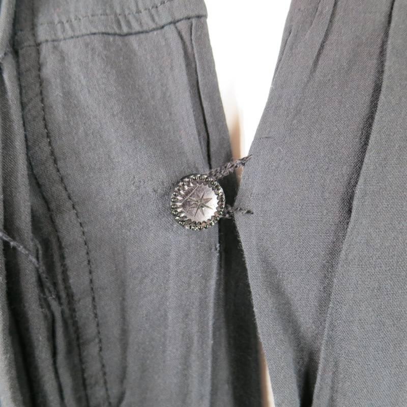 COMME des GARCON Charcoal Pleated Stitched Cotton Jacket In Excellent Condition In San Francisco, CA