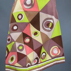 Vintage EMILIO PUCCI Faltenrock aus Baumwolle mit braunem, rosa und grünem Druck, Größe XS