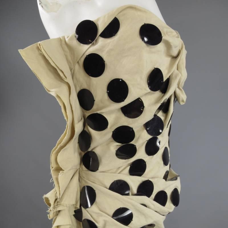 LANVIN Size 6 Khaki Blended Linen Paillette Sequinne Coctail Dress Summer '09 1