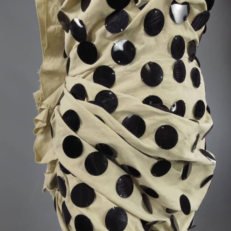 LANVIN Size 6 Khaki Blended Linen Paillette Sequinne Coctail Dress Summer '09 In Excellent Condition In San Francisco, CA