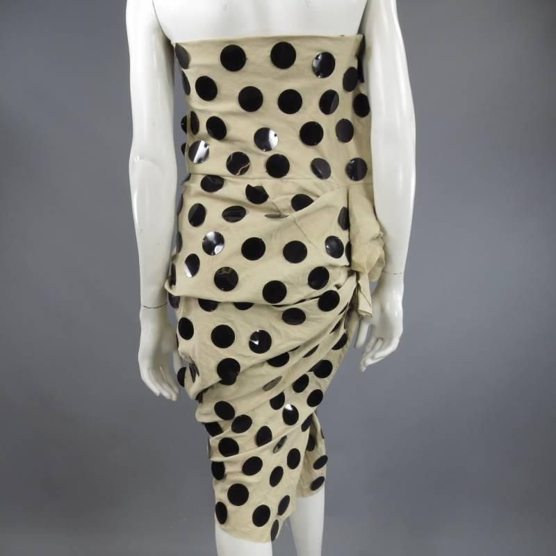 LANVIN Size 6 Khaki Blended Linen Paillette Sequinne Coctail Dress Summer '09 2