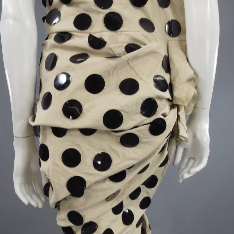 LANVIN Size 6 Khaki Blended Linen Paillette Sequinne Coctail Dress Summer '09 3