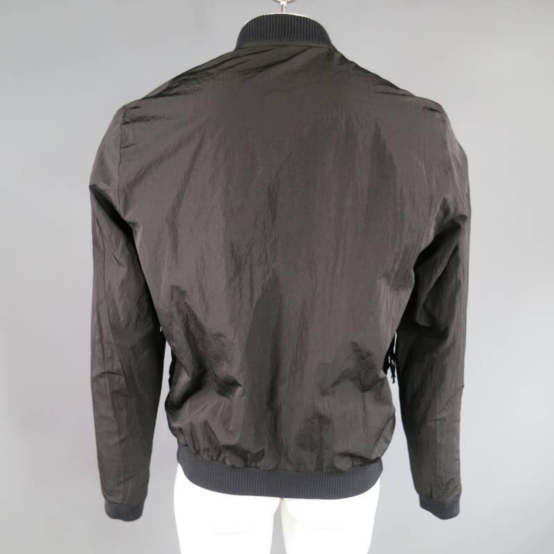 Damir Doma Silent Black Crepe Poly Bomber Jacket, Size 38  In Excellent Condition In San Francisco, CA