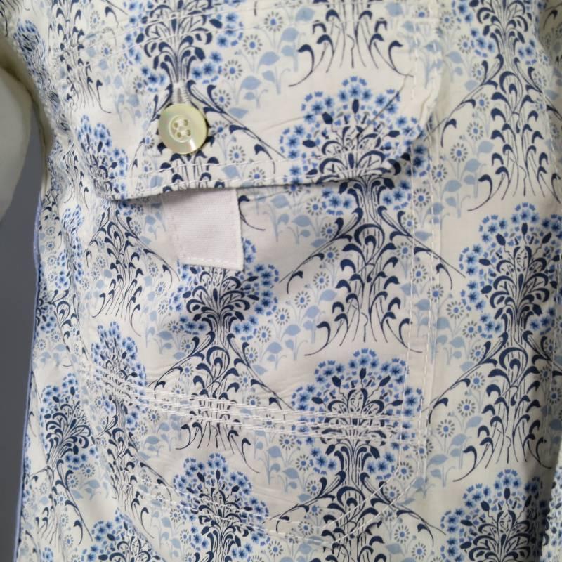 Gray COMME des GARCONS Men's Size S Printed Patchwork Cotton Long Sleeve Shirt