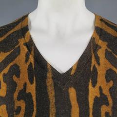 ALEXANDER MCQUEEN Men's Size S Brown Leopard Cheetah Animal Print Wool Pullover