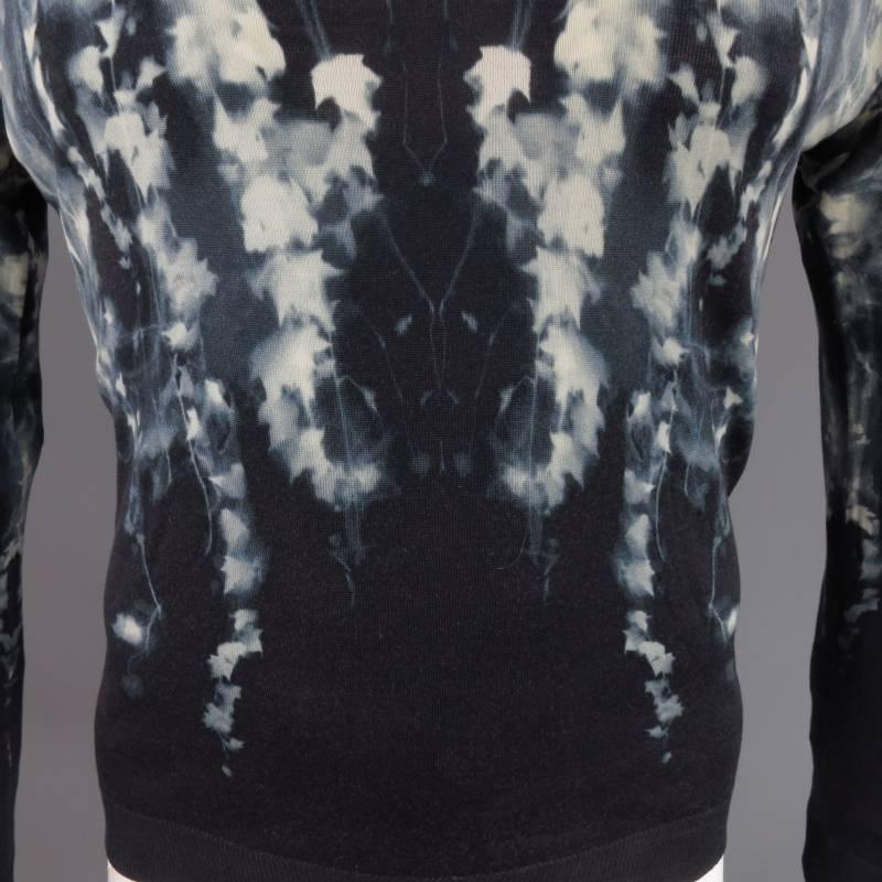 Black ALEXANDER MCQUEEN Men's Size S Navy & Cream Kaleidoscope Print Wool Pullover