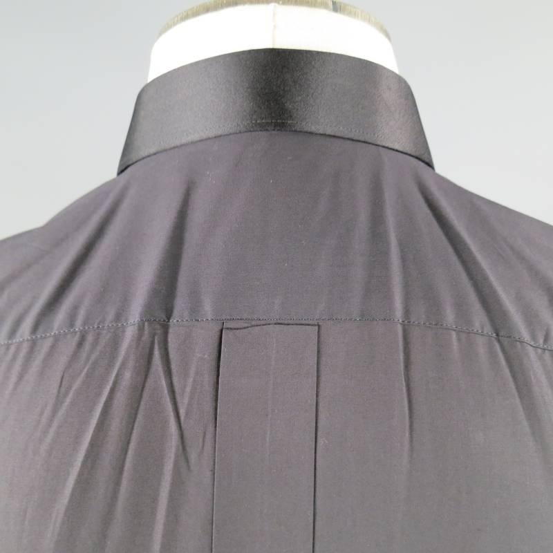 DOLCE & GABBANA Men's Size S Black Cotton / Silk Long Sleeve Tuxedo Shirt 2