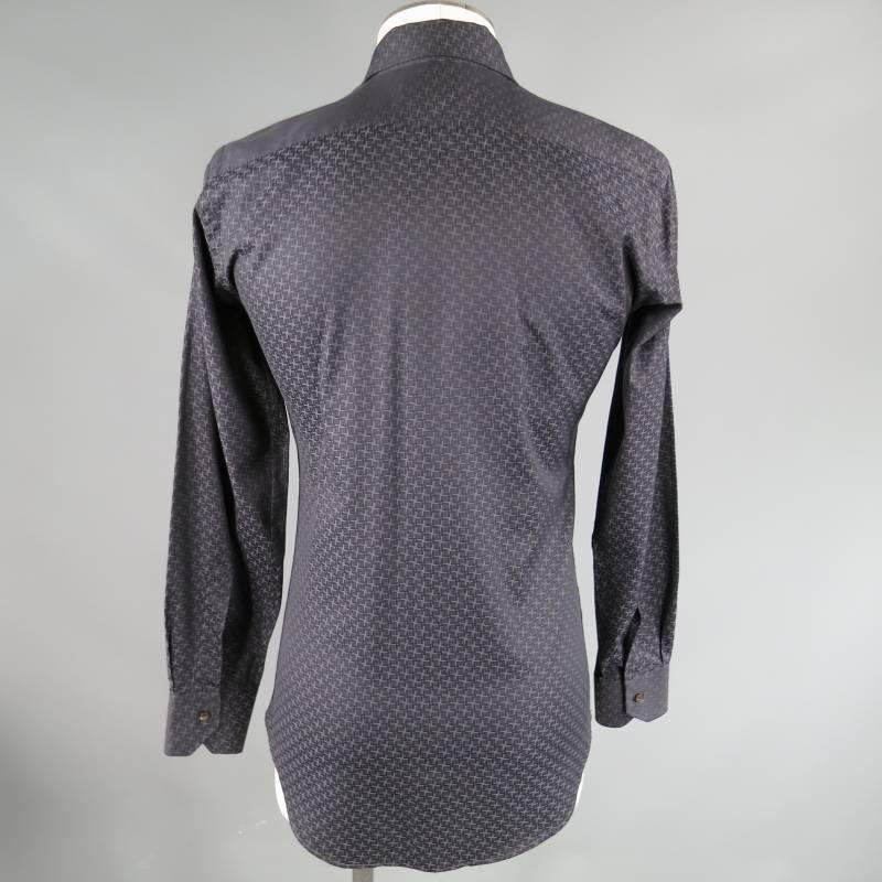 Men's ETRO Size S Charcoal Cotton Long Sleeve Shirt