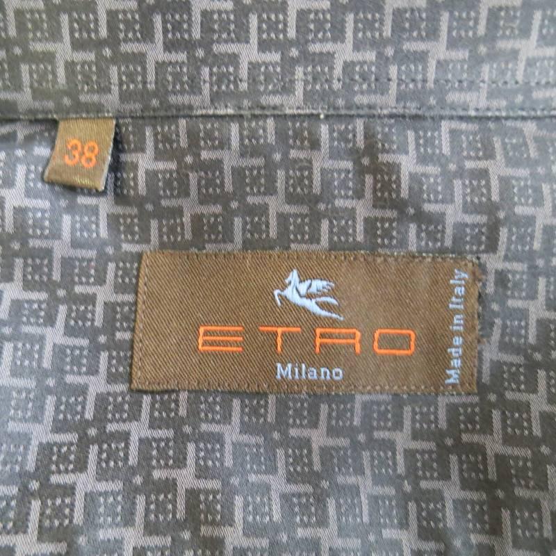 ETRO Size S Charcoal Cotton Long Sleeve Shirt 1