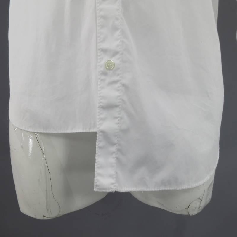 Gray COMME des GARCONS Size L White Asymmetrical Cotton Long Sleeve Shirt