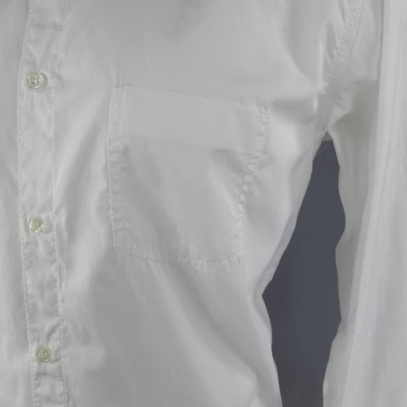 COMME des GARCONS Size L White Asymmetrical Cotton Long Sleeve Shirt In Excellent Condition In San Francisco, CA
