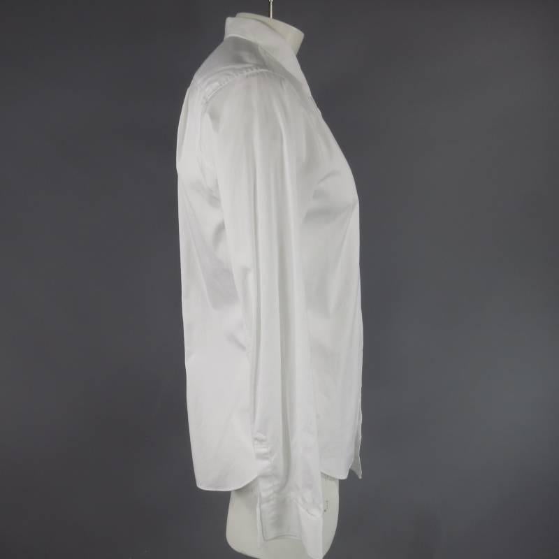 Men's COMME des GARCONS Size L White Asymmetrical Cotton Long Sleeve Shirt