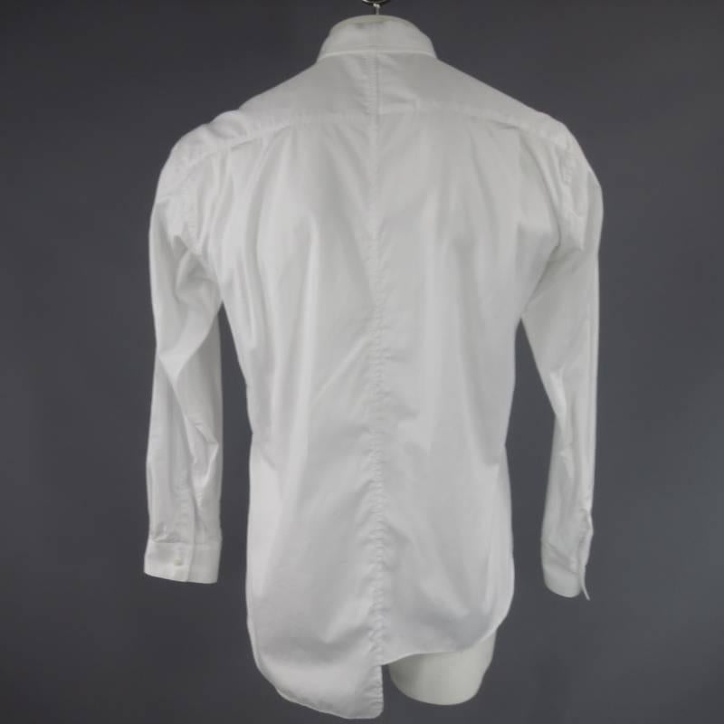 COMME des GARCONS Size L White Asymmetrical Cotton Long Sleeve Shirt 1