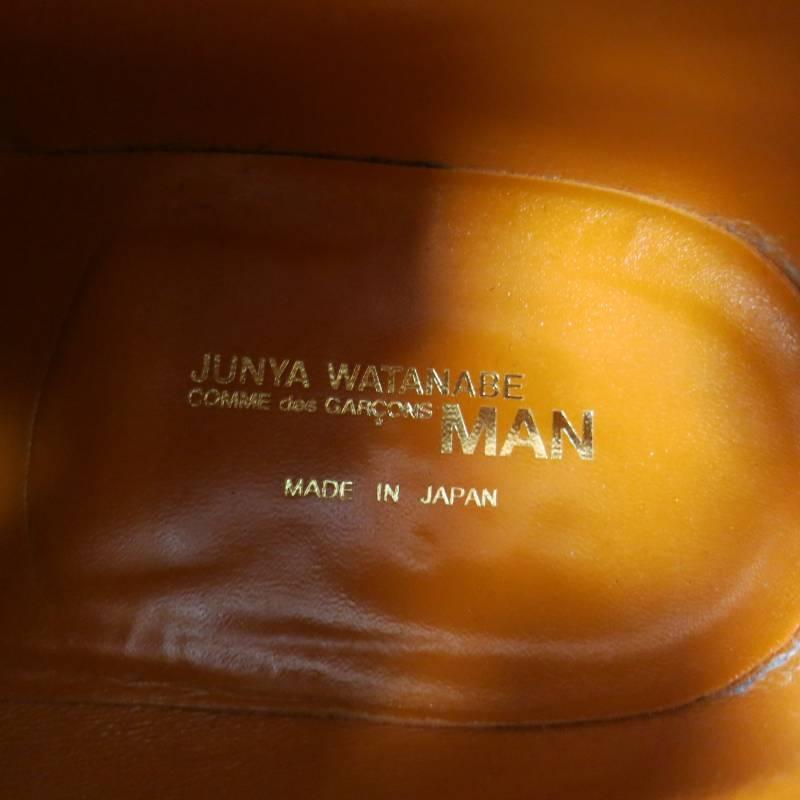 JUNYA WATANABE MAN Size 9 Tan Leather Green Canvas Brown Toe Color Block Boots 3