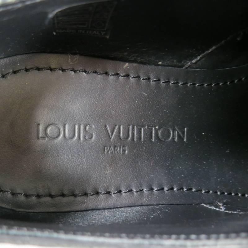 LOUIS VUITTON Size 9 Black Damier Embossed Leather Monk Strap Loafers 5