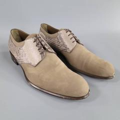 LOUIS VUITTON Size 11 Taupe Nubuck & Snake Skin Lace Up