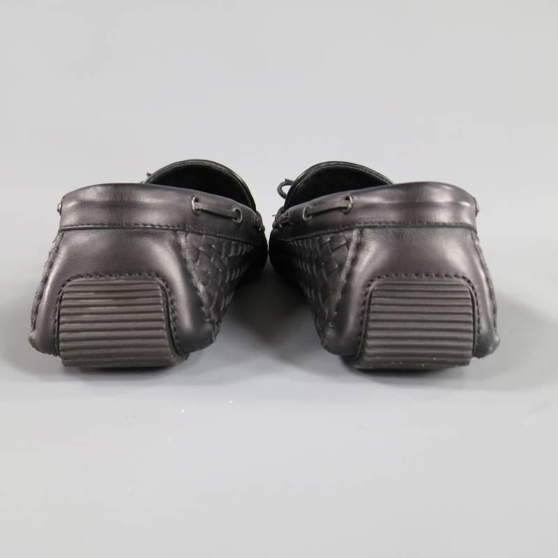 BOTTEGA VENETA Size 10 Black Intrecciato Leather Loafers 1