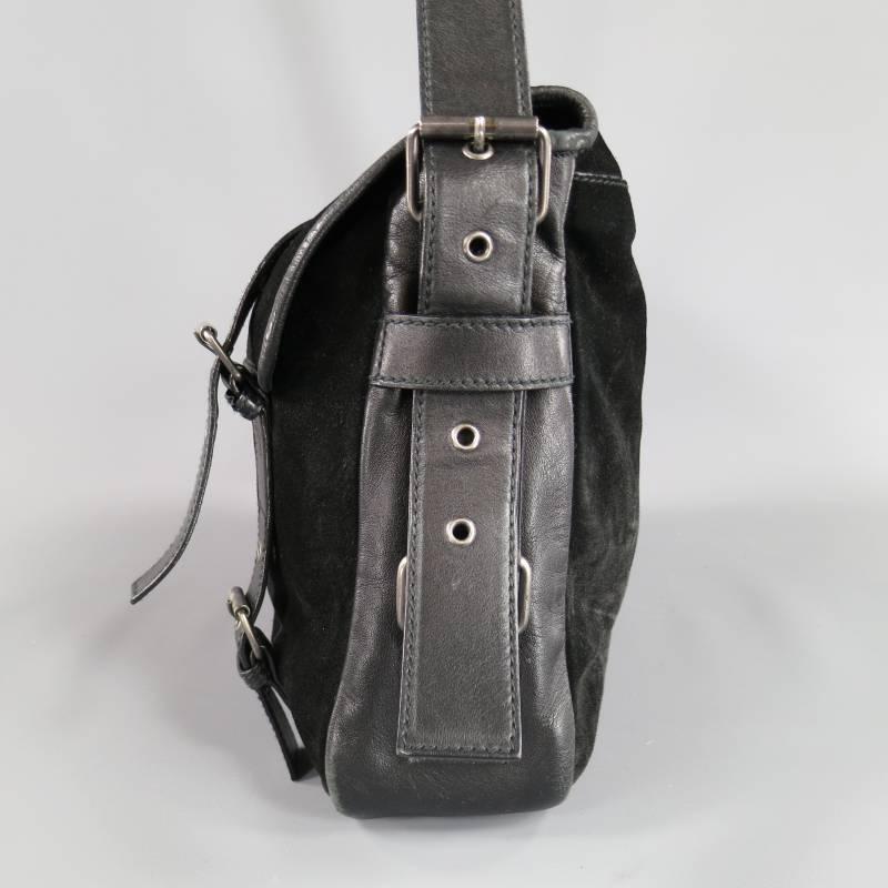 TOM FORD for YVES SAINT LAURENT Black Suede Leather Belt Satchel Bag 1
