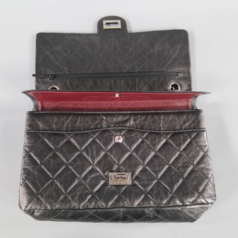 CHANEL 2.55 Reissue Black Quilted Leather Gunmetal Chain 226 Handbag 1